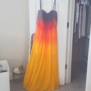Beautiful sunset color Bisou Bisou Strapless